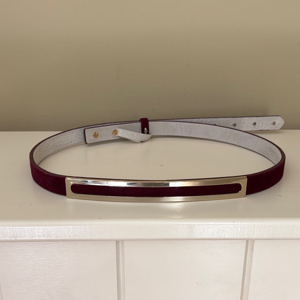WHBM Burgundy Suede Skinny Belt